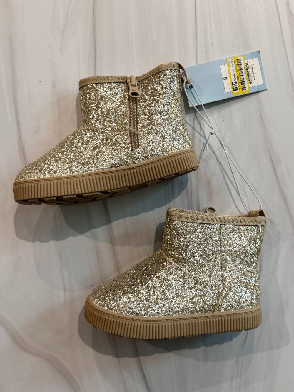 NWT Cat & Jack Kids Gold Glitter Booties (Size 8)